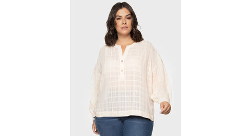 Black Tape Trendy Plus Size Cotton Printed Henley Top